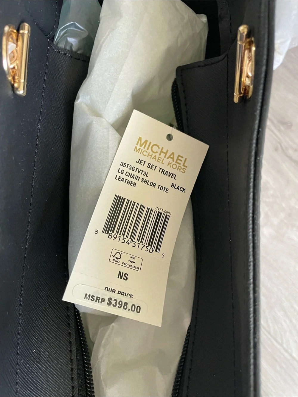 NWT MICHAEL KORS Jet Set Large Saffiano Leather Shoulder Bag